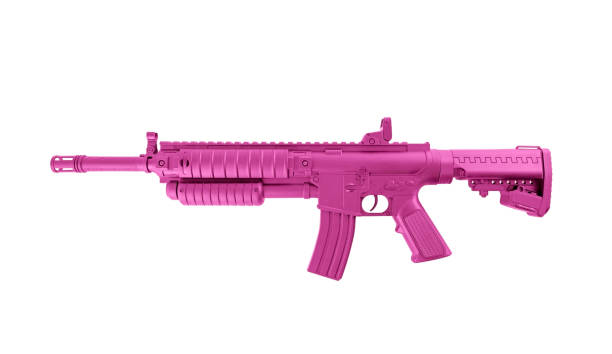 istock Pink assault rifle isolated on white background with clipping path 1539870489