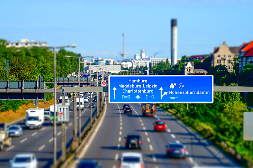 Traffic sign at Berlin city highway A100, Berlin Wilmersdorf