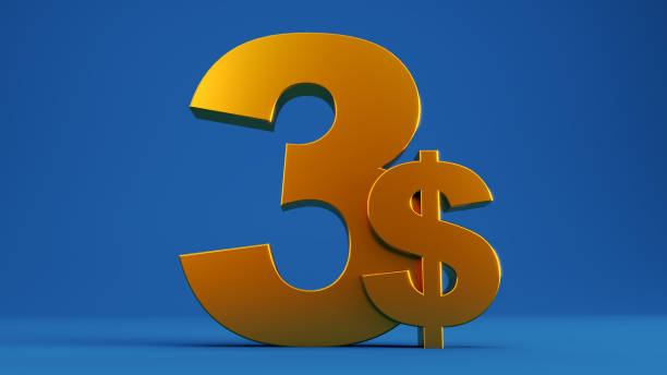 istock golden three dollars isolated on colored background, 1539875364