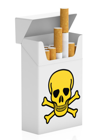 Pack of cigarettes isolated on white background