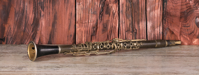 clarinet on a wooden table