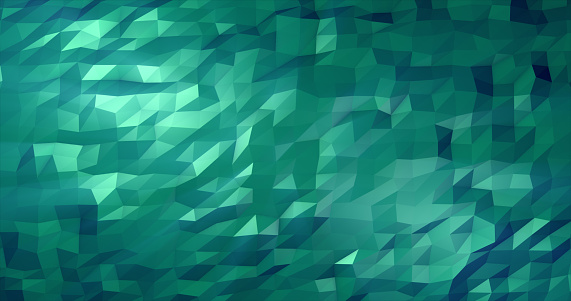 Abstract green silver low poly triangular mesh background.
