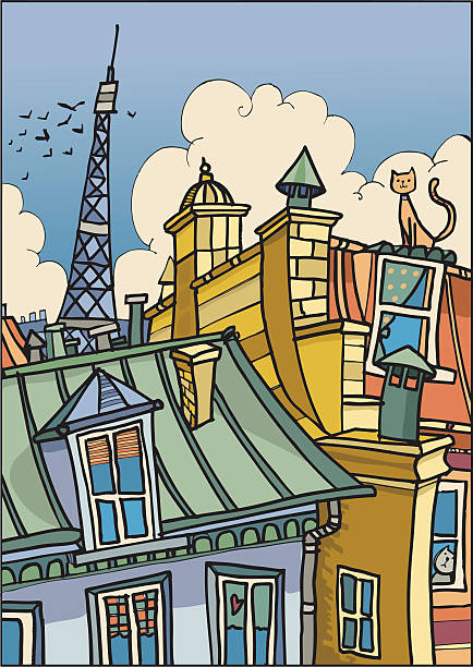 Adore les toits de Paris - Illustration vectorielle