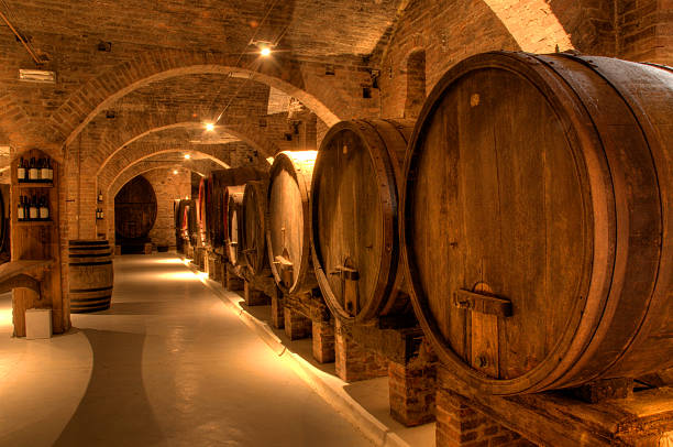 와인 cellar - winery wine cellar barrel 뉴스 사진 이미지