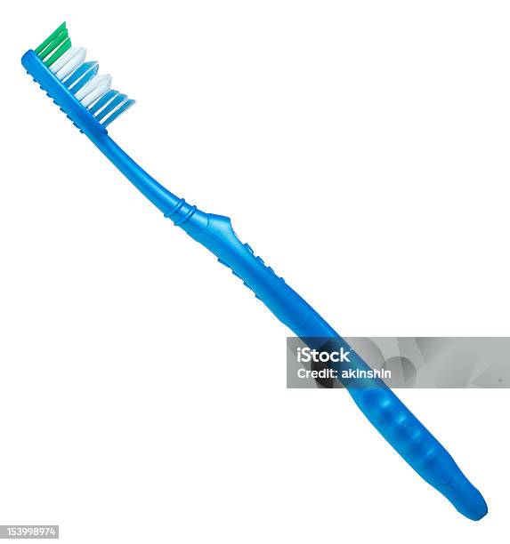 Blue Toothbrush On A White Background Stock Photo - Download Image Now - Toothbrush, Cut Out, White Background