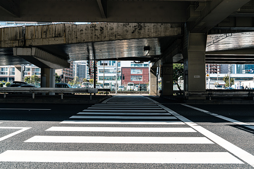 Highway bridge and city street in Tokyo