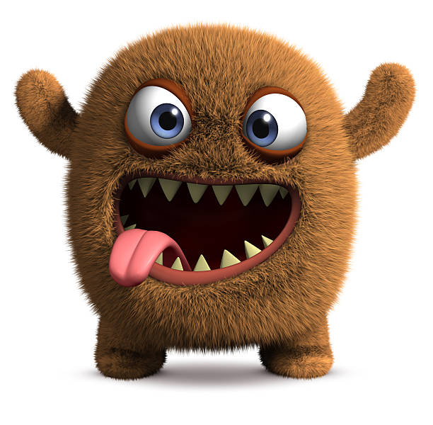 happy cartoon monster happy cartoon furry 3d monster monster fictional character stock pictures, royalty-free photos & images