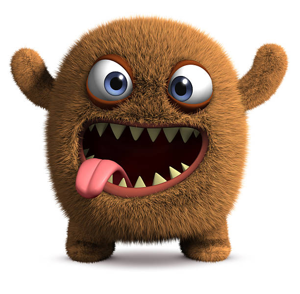 happy cartoon monster stock photo