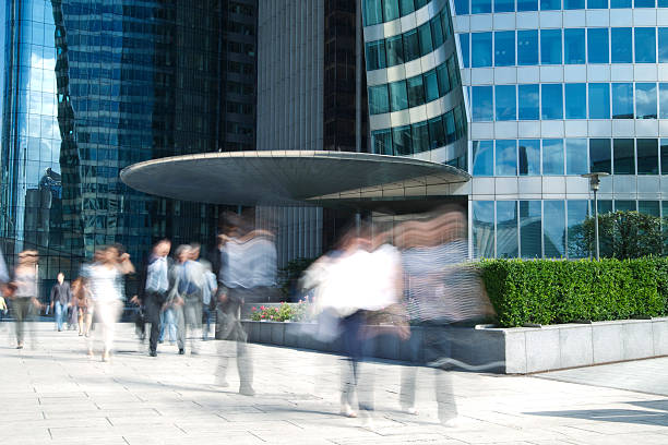 istock Blurred People Walking in Financial District 154003128