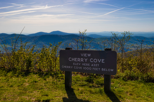 Morning view from Cherry Cove overlook along the Blue Ridge Parkway in North Carolina.