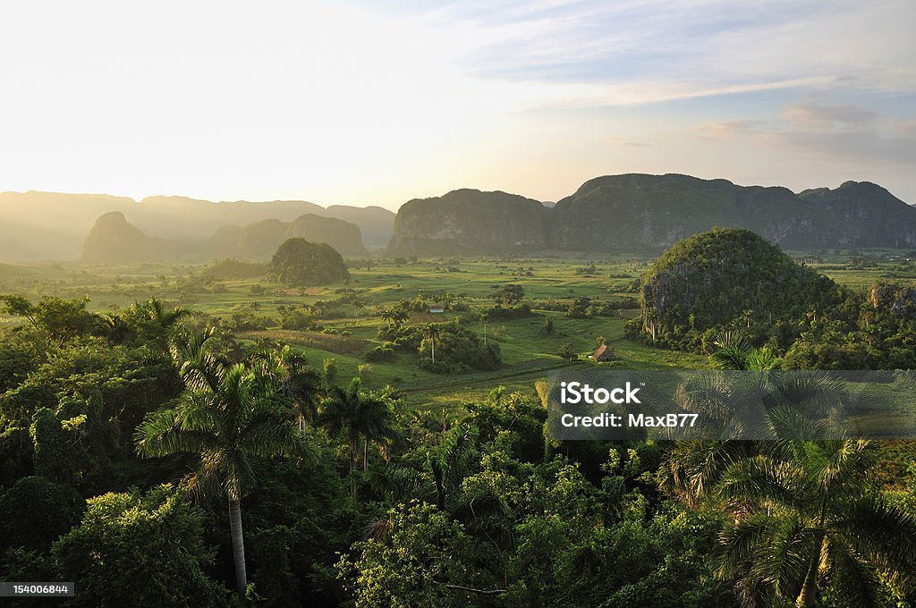 Vinales valley at sunset Peaceful view of Vinales valley at sunset Valle De Vinales Stock Photo