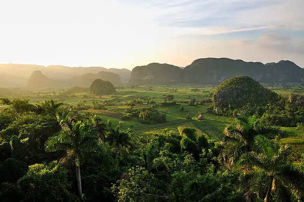 Peaceful view of Vinales valley at sunset
