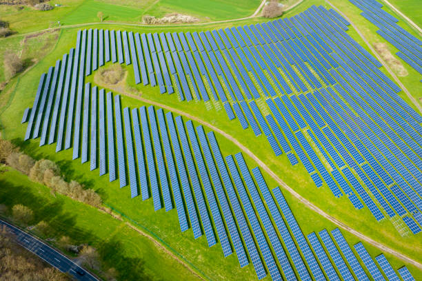 istock Large solar power plant - aerial view 1540090454