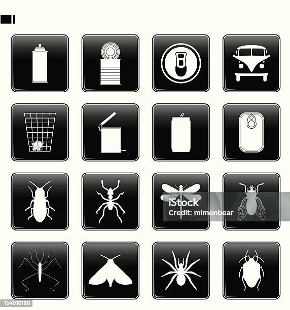 Vetores de Preto Conjunto 11 Botão Pode Inseto e mais imagens de Formiga - Formiga, Aerossol, Alumínio