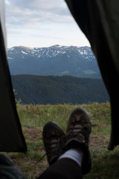 istock View on the mountains from the tent 1540107652