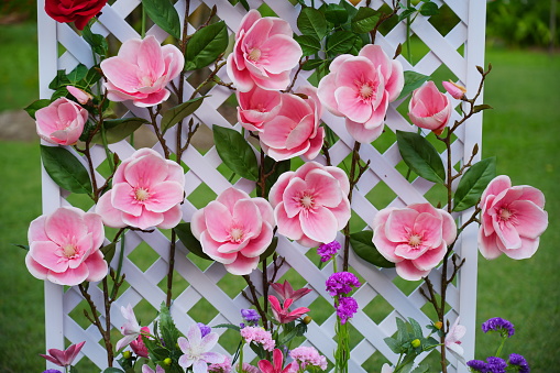 Close-up of the artificial  roses flower background