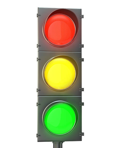istock Traffic light with red, yellow and green lights 154012994