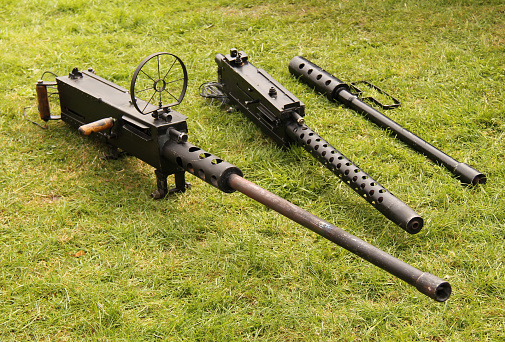 A Display of Vintage Military Heavy Guns.
