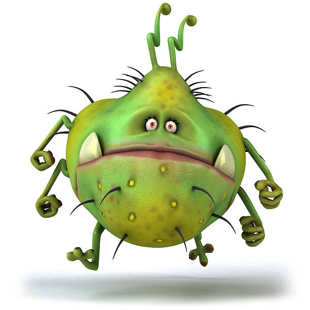 Ugly green germ against white background