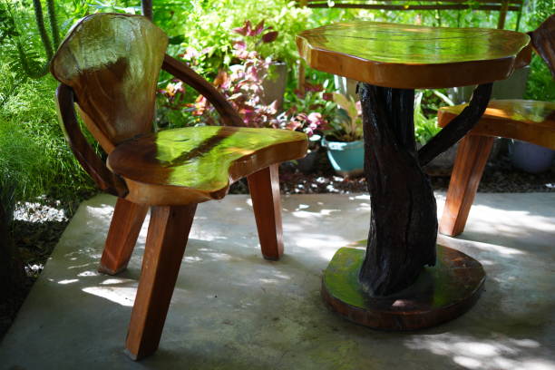 istock Wooden table and chair from wooden 1540138280