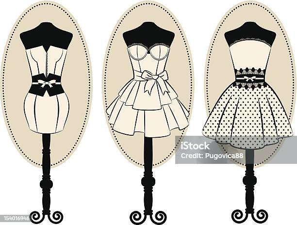 Vintage Background With Dress And Lace Ornaments Vector Set Stock Illustration - Download Image Now
