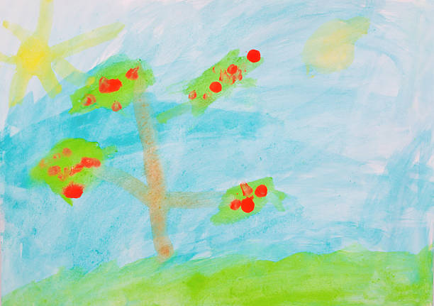 istock Toddler's picture of cherry tree 154017305