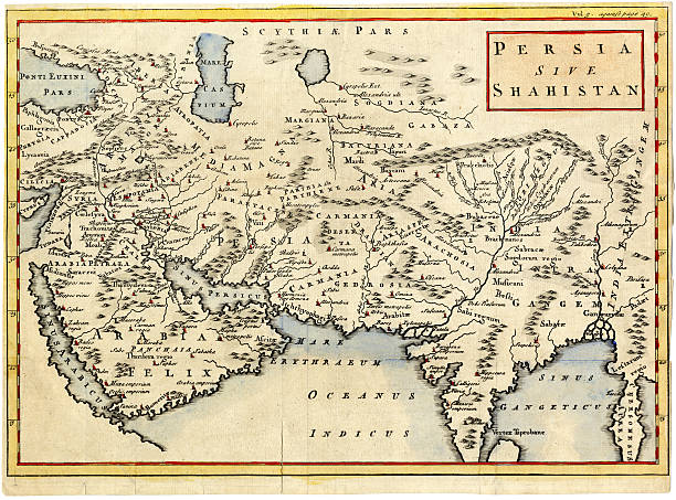 앤틱형 맵을 persia 및 아라비아 1730 - iran stock illustrations