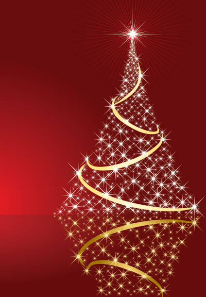 shining christmas tree - goldie stock illustrations