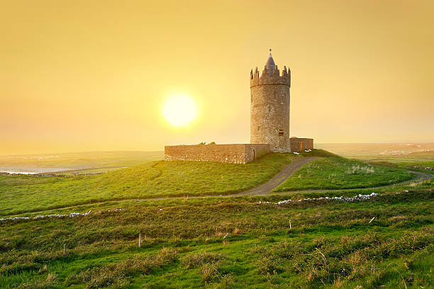 Doonagore castle at sunset Doonagore castle near Doolin at sunset, Co. Clare, Ireland doolin photos stock pictures, royalty-free photos & images