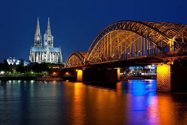 istock Cologne over the Rhein at night 154019172