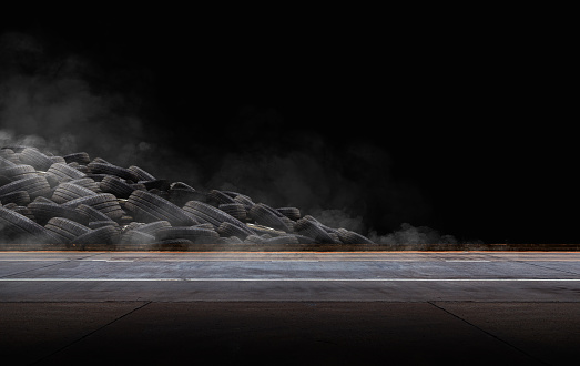 Abstract Car Racing Illustration, Car Background with Smoke on Concrete Floor, Illustration