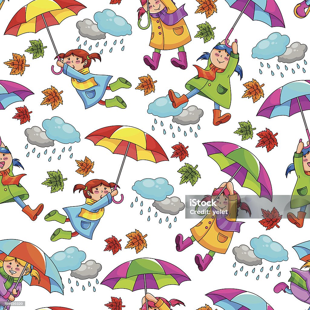 umbrellas pattern seamless pattern with kids holding umbrellas Autumn stock vector