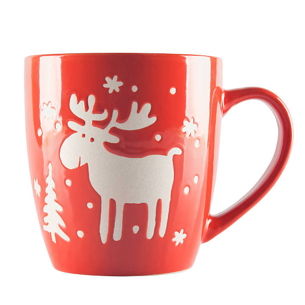 Red cup with ornament stock photo