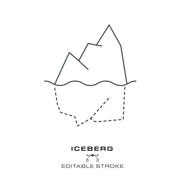 Iceberg - Environmental Conservation - Editable Stroke vector art illustration