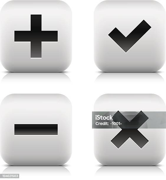 Plus Znak Zaznaczenia Minus Usuń Ikony Kwadratowy Przycisk Czarny Znak - Stockowe grafiki wektorowe i więcej obrazów Odejmowanie
