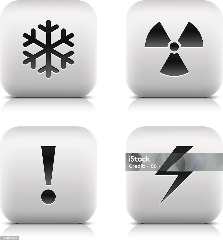Floco de Neve, radiação, o ponto de exclamação, ícone de alta tensão. Botão quadrado arredondado - Royalty-free Alta Voltagem arte vetorial