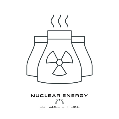 Nuclear Power Station - Editable Stroke. layered illustration