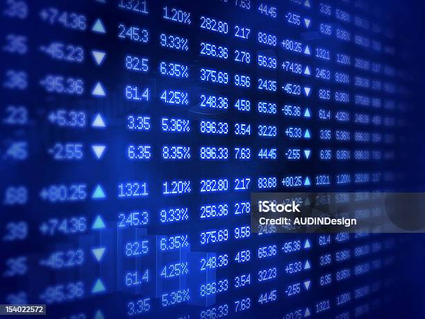 Quadro De Ticker Bolsa Azul - Fotografias de stock e mais imagens de Ecrã de Cotações - Ecrã de Cotações, Azul, Cifras Financeiras