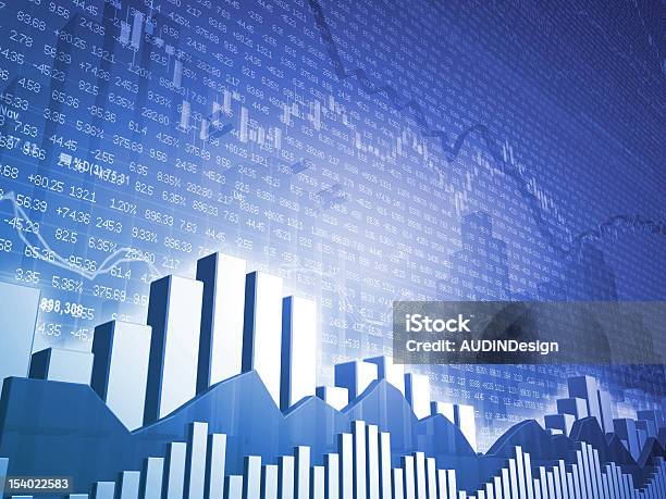 Foto de Mercado De Ações E Bares Com Dados Financeiros e mais fotos de stock de Aprimoramento - Aprimoramento, Aspiração, Atividade Financeira