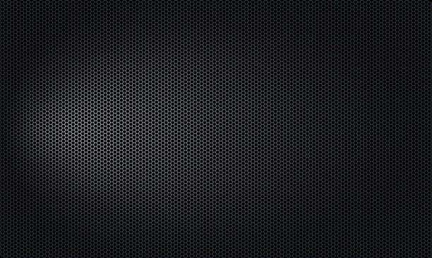 istock Carbon fibre texture background, New Technology abstract, vector illustration. Hexagon dark background. Black honeycomb abstract metal grid pattern technology wallpaper with light spots from lamps 1540226482