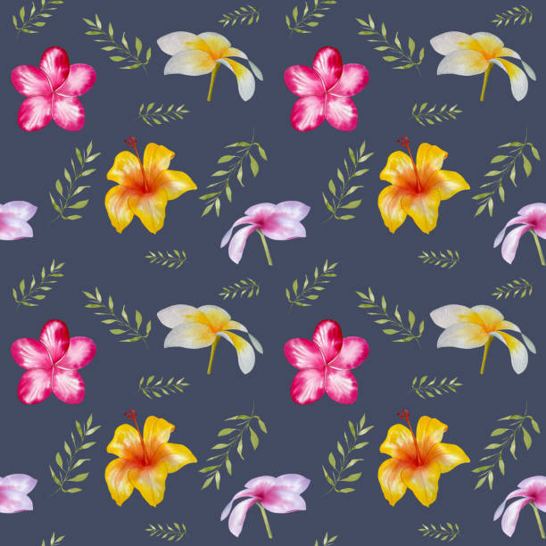 istock Tropical flowers seamless pattern. Watercolor illustration, hand drawn. Floral pattern on multi color background. 1540231486