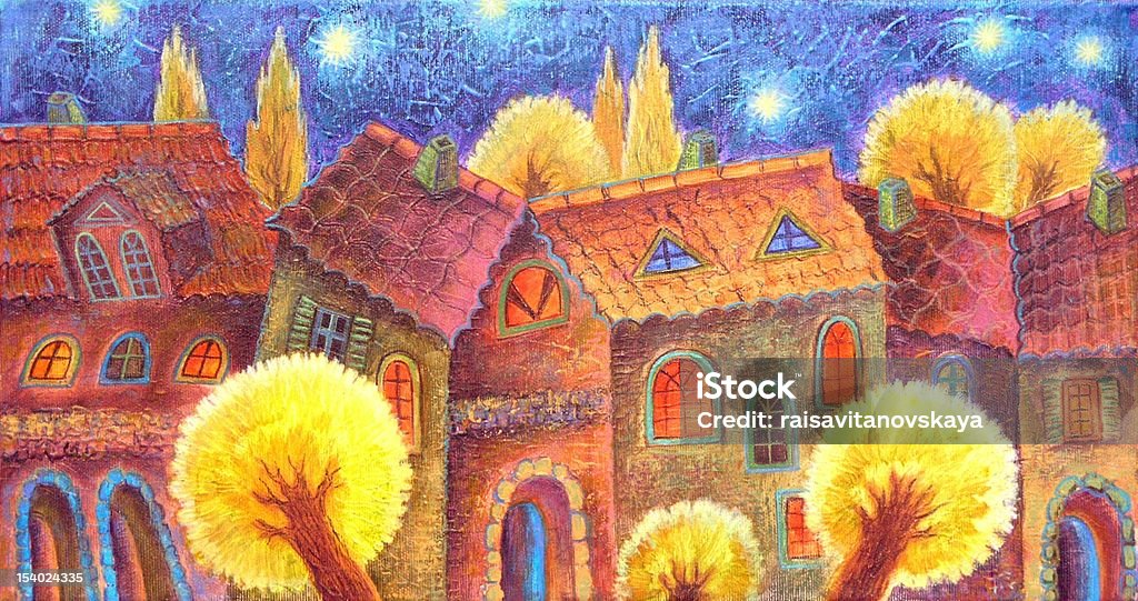 Città di notte - Illustrazione stock royalty-free di Piccola cittadina