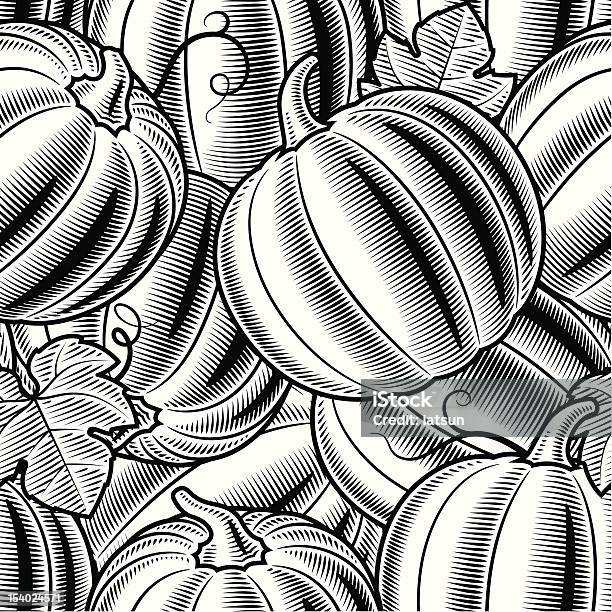 Тыквенное Бесшовный Фон Черный И Белый — стоковая векторная графика и другие изображения на тему Белый - Белый, Бесшовный узор, Вегетарианское питание