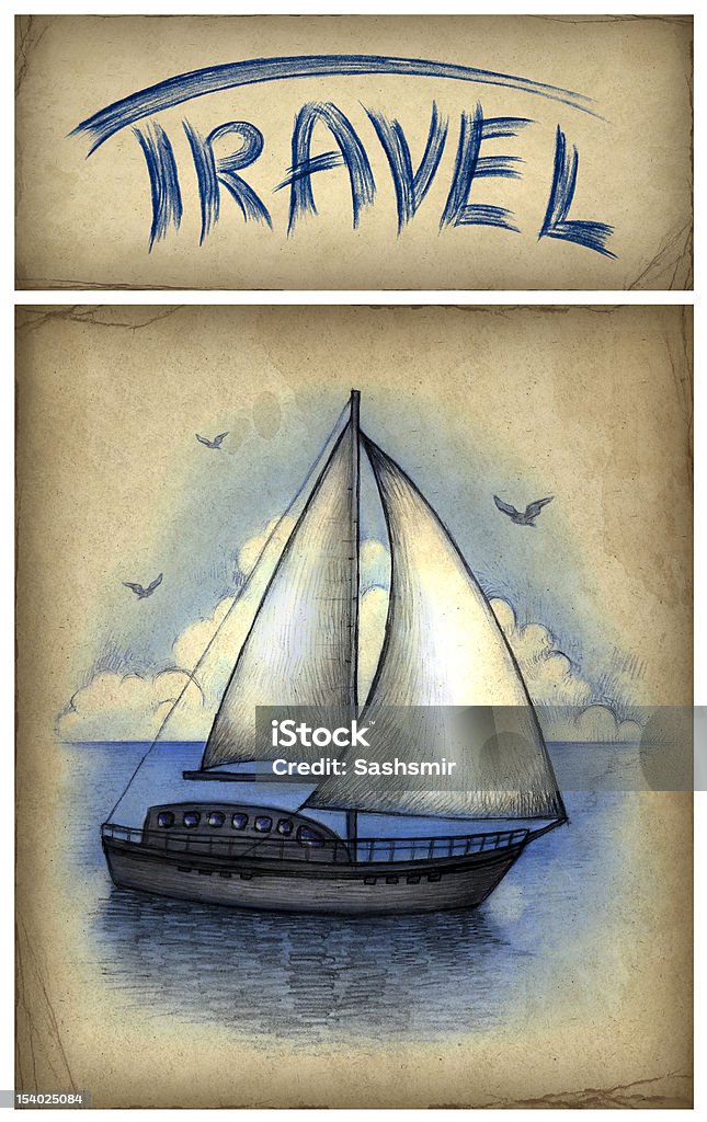 Иллюстрация sailing boat - Стоковые иллюстрации Акварель роялти-фри