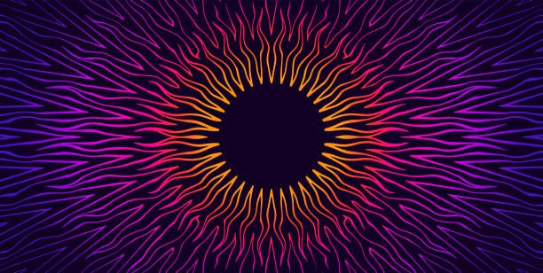 Fiery Sun with flame sunbeams