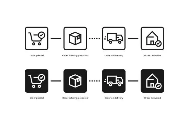 Vector illustration of Online Delivery Process Icon Vector Design on White Background.