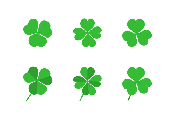 Shamrock Icon Set Vector Design on White Background. Scalable to any size. Vector illustration file. clover leaf stock illustrations