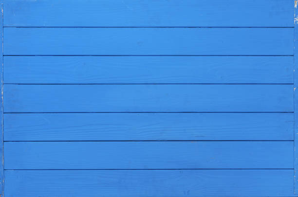 Bright blue wooden planks background top view photo