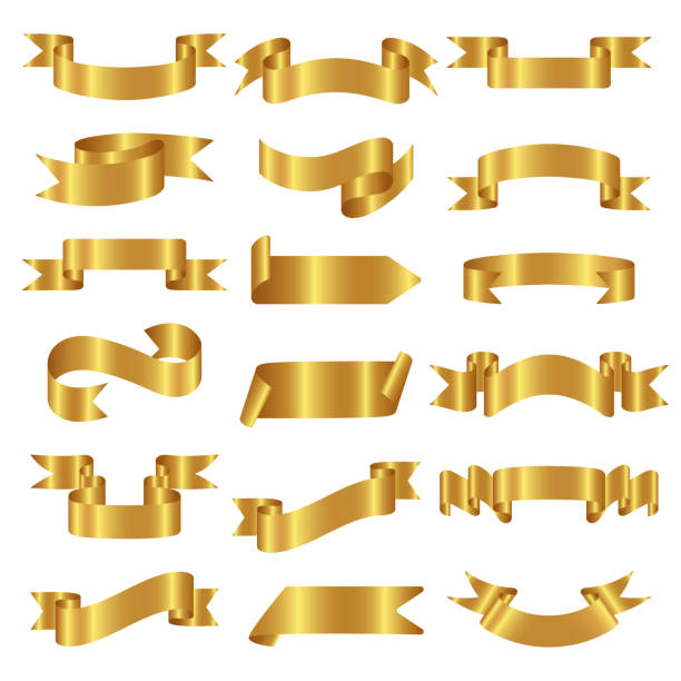 istock Gold ribbons collection. Ribbon vector banners set. Realistic label design. Waving ribbon, ribbon curled tag. Silk ribbon for decoration. 1540325513