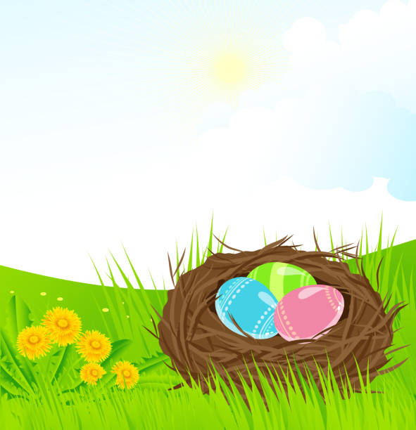 ostern-landschaft - day may lawn leaf stock-grafiken, -clipart, -cartoons und -symbole